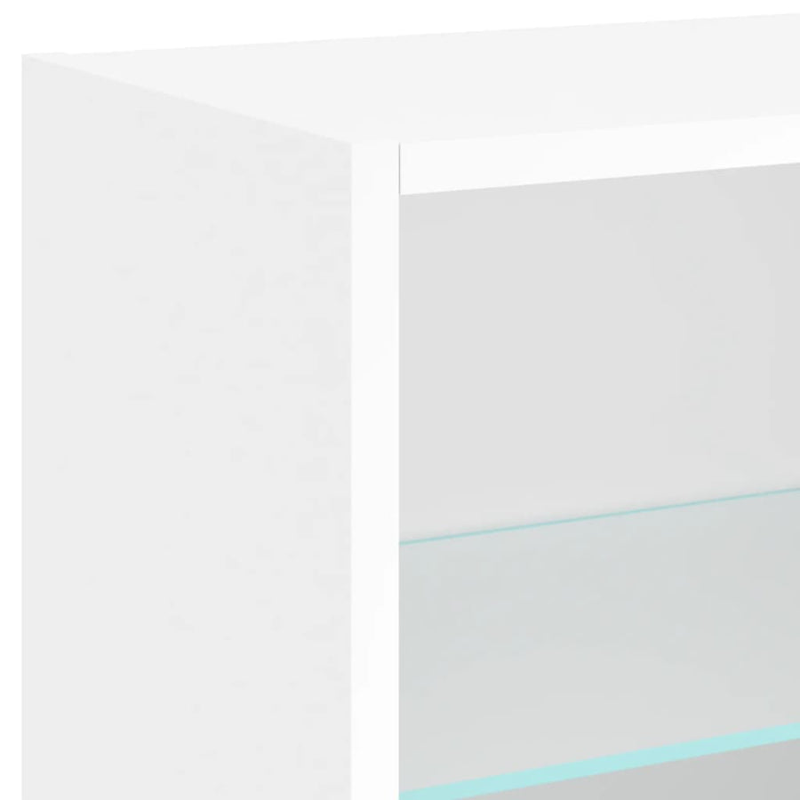 5-Delige Tv-Wandmeubelset Met Led-Verlichting Bewerkt Hout Wit