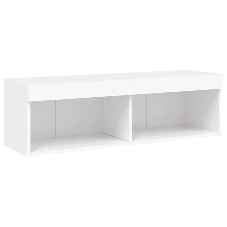 6-Delige Tv-Wandmeubelset Met Led-Verlichting Bewerkt Hout Wit