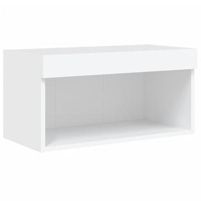6-Delige Tv-Wandmeubelset Met Led-Verlichting Bewerkt Hout Wit