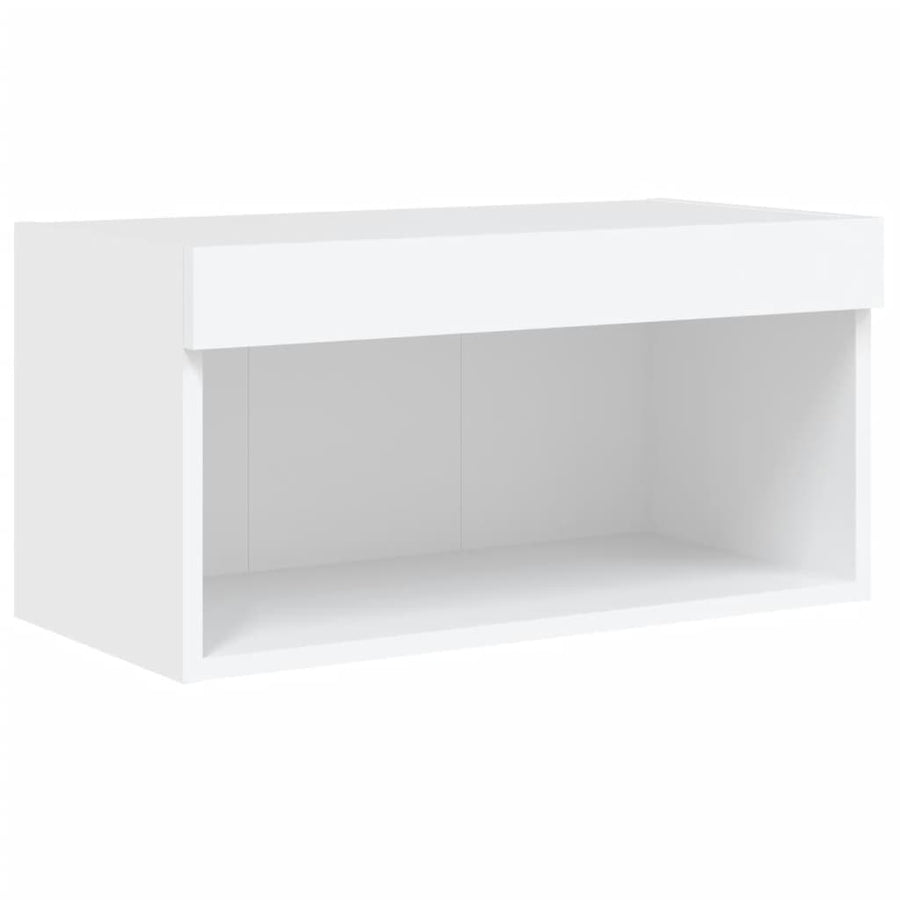 6-Delige Tv-Wandmeubelset Met Led-Verlichting Bewerkt Hout Wit