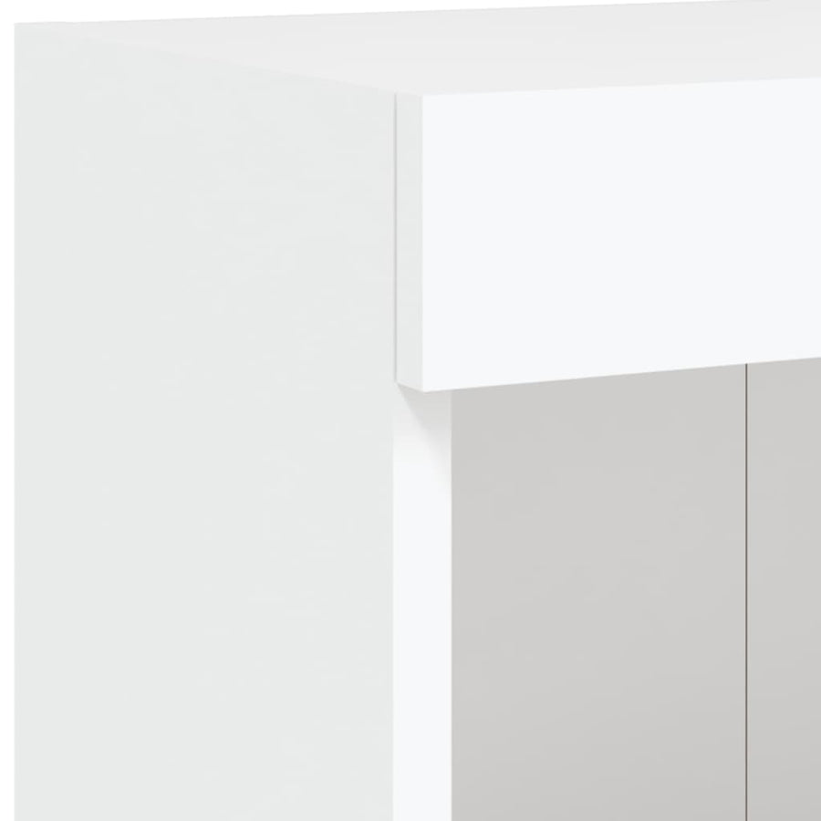 6-Delige Tv-Wandmeubelset Met Led-Verlichting Bewerkt Hout Wit
