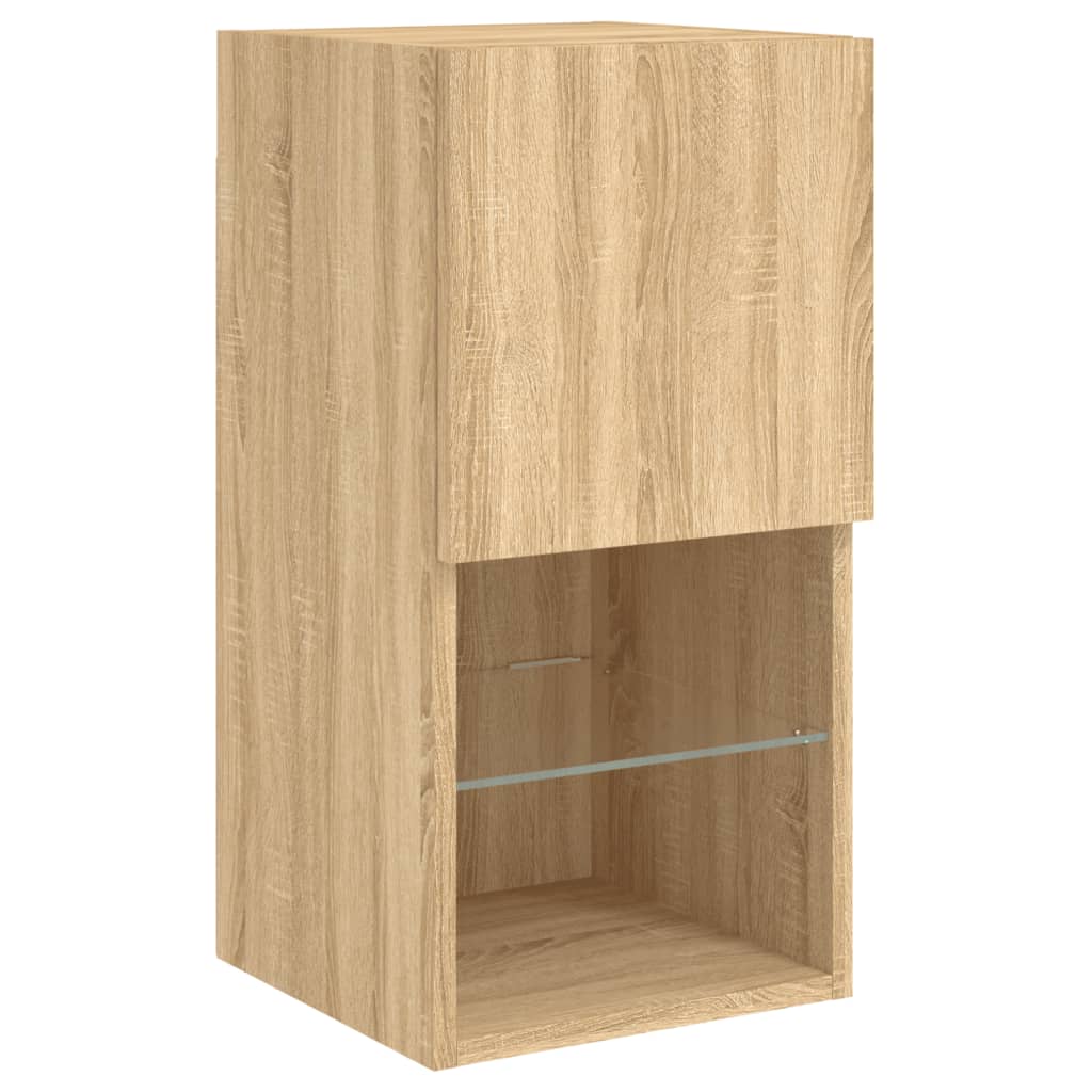 6-Delige Tv-Wandmeubelset Met Led Bewerkt Hout Sonoma eiken
