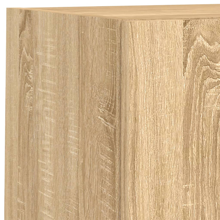 6-Delige Tv-Wandmeubelset Met Led Bewerkt Hout Sonoma eiken