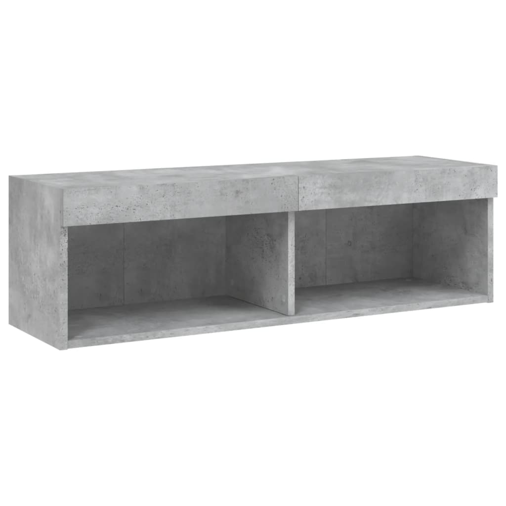 6-Delige Tv-Wandmeubelset Met Led Bewerkt Hout Betongrijs