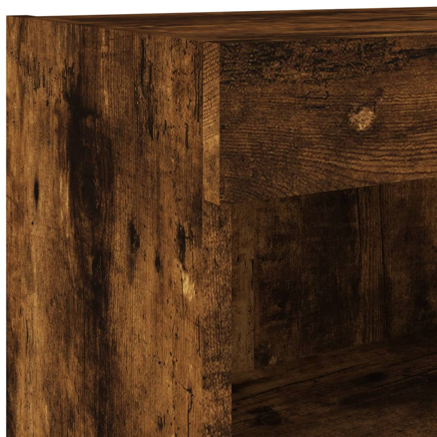 6-Delige Tv-Wandmeubelset Met Led Bewerkt Hout Gerookt eiken