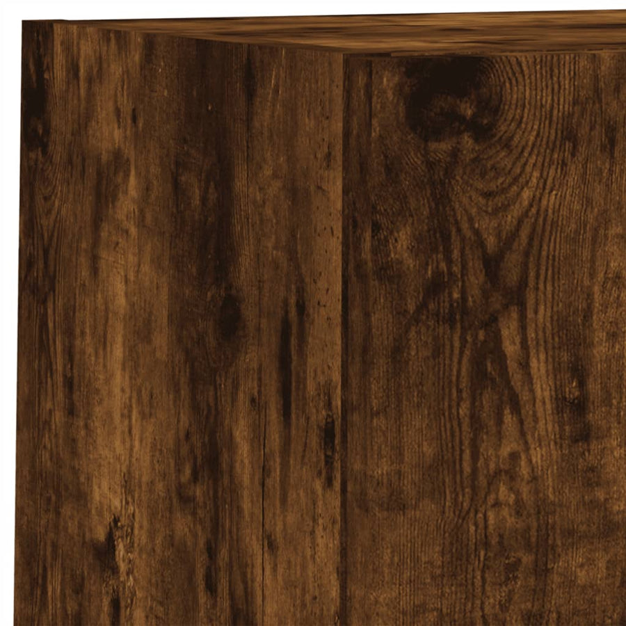 6-Delige Tv-Wandmeubelset Met Led Bewerkt Hout Gerookt eiken