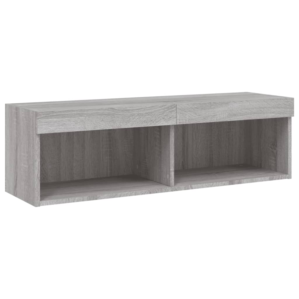6-delige Tv-wandmeubelset met LED grijs sonoma eikenkleurig