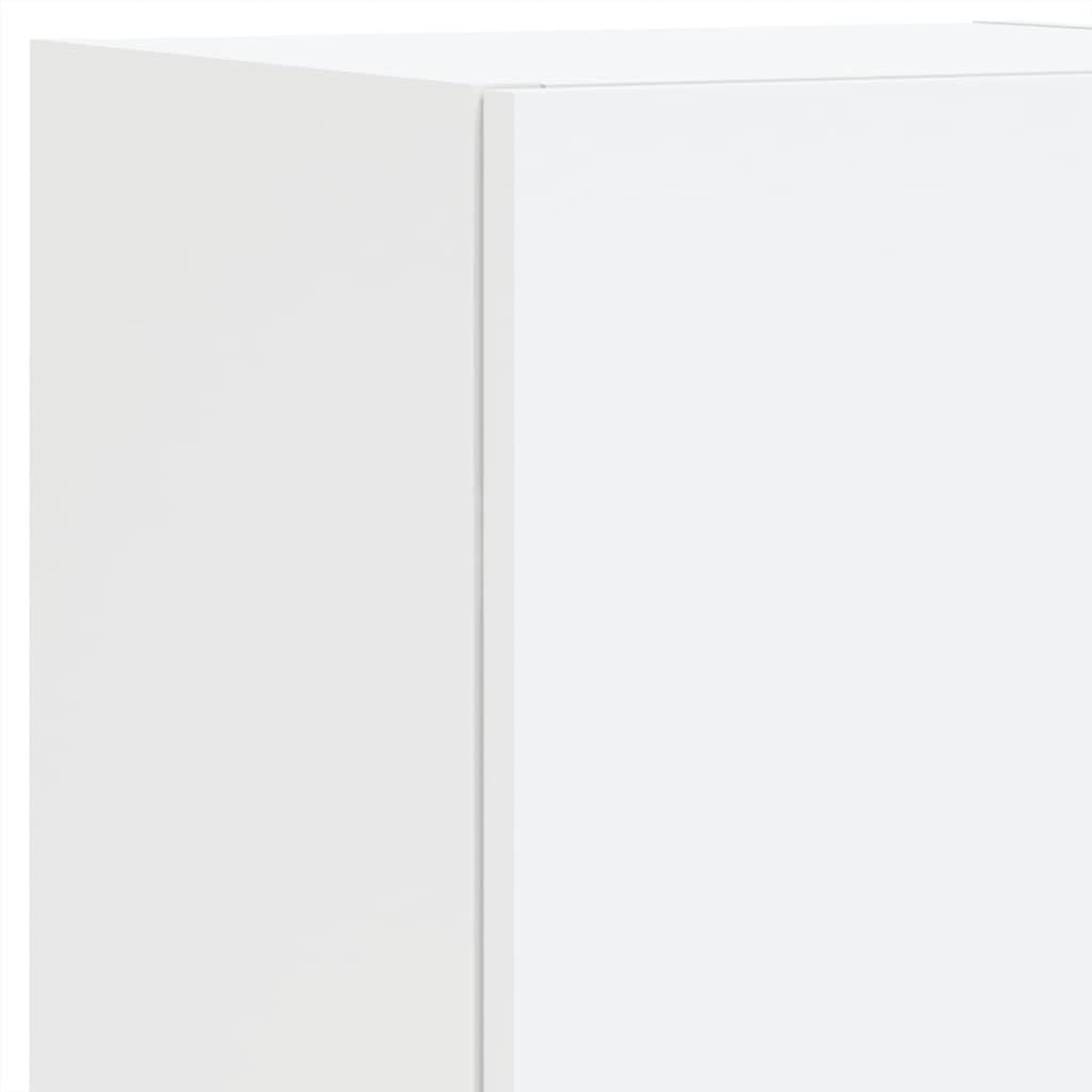 4-Delige Tv-Wandmeubelset Met Led-Verlichting Bewerkt Hout Wit