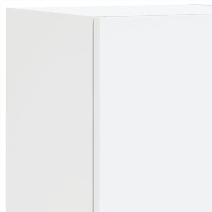 4-Delige Tv-Wandmeubelset Met Led-Verlichting Bewerkt Hout Wit