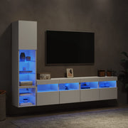 Tv-wandmeubelset 4-delig bewerkt hout wit
