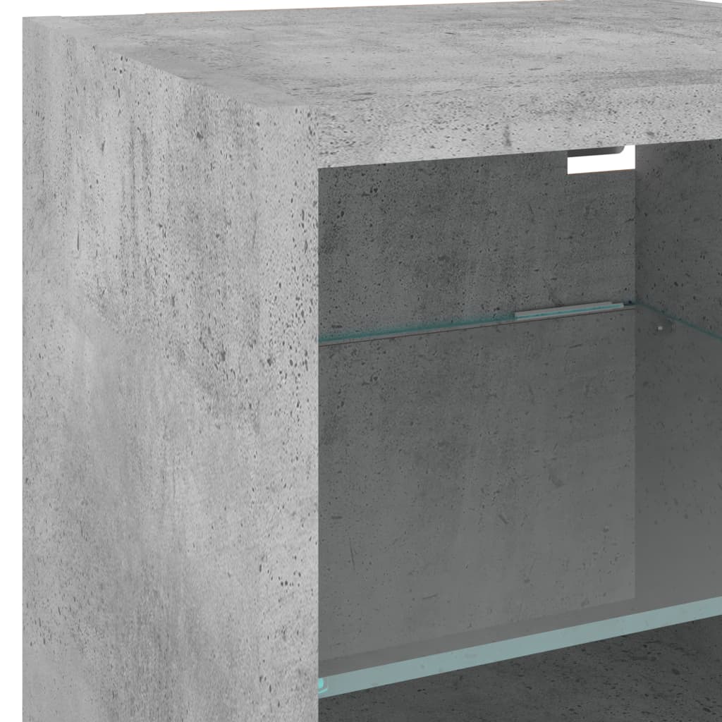 4-Delige Tv-Wandmeubelset Met Led Bewerkt Hout Betongrijs