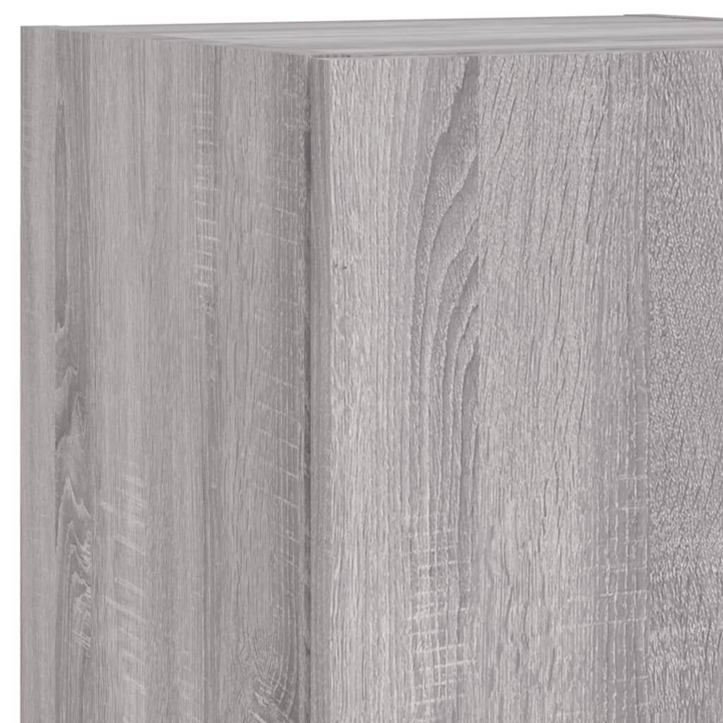 4-delige Tv-wandmeubelset met LED bewerkt hout grijs sonoma