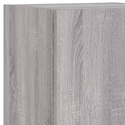 4-delige Tv-wandmeubelset met LED bewerkt hout grijs sonoma