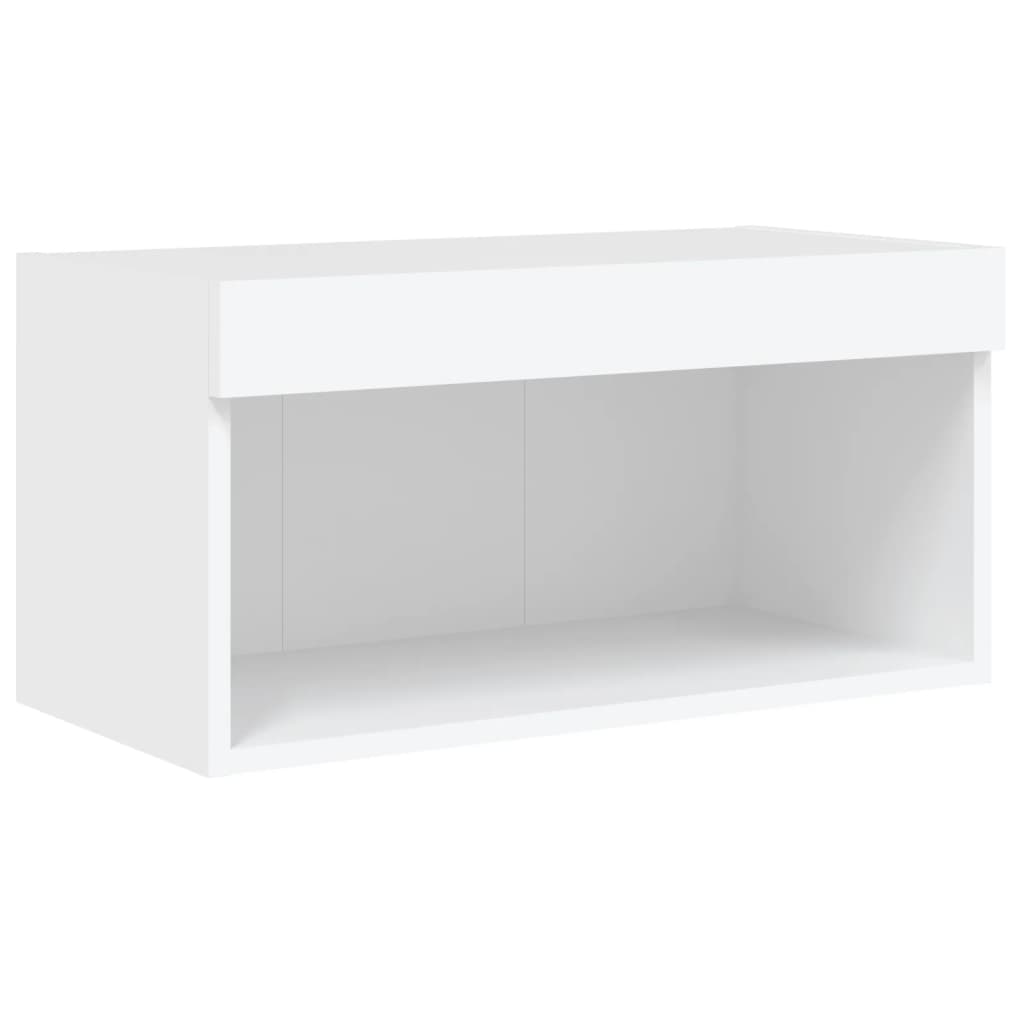 5-Delige Tv-Wandmeubelset Met Led-Verlichting Bewerkt Hout Wit