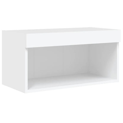 5-Delige Tv-Wandmeubelset Met Led-Verlichting Bewerkt Hout Wit