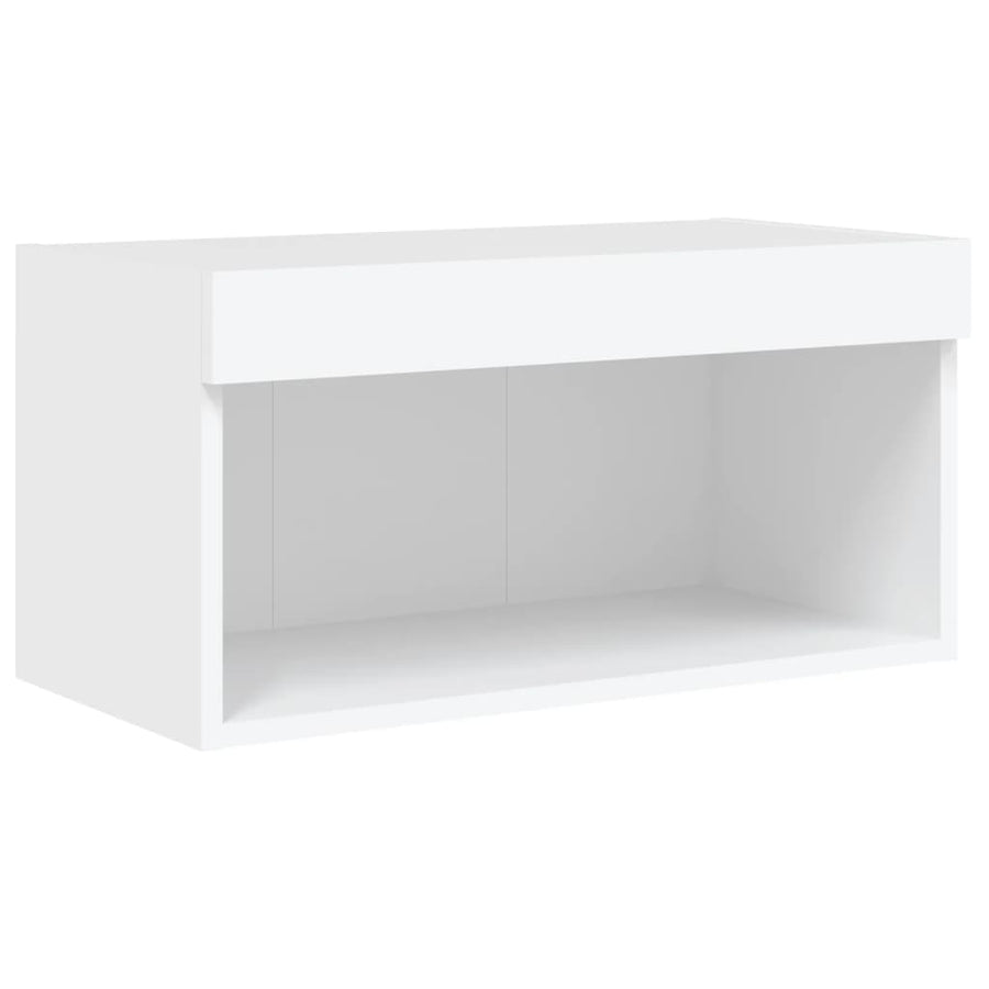 5-Delige Tv-Wandmeubelset Met Led-Verlichting Bewerkt Hout Wit