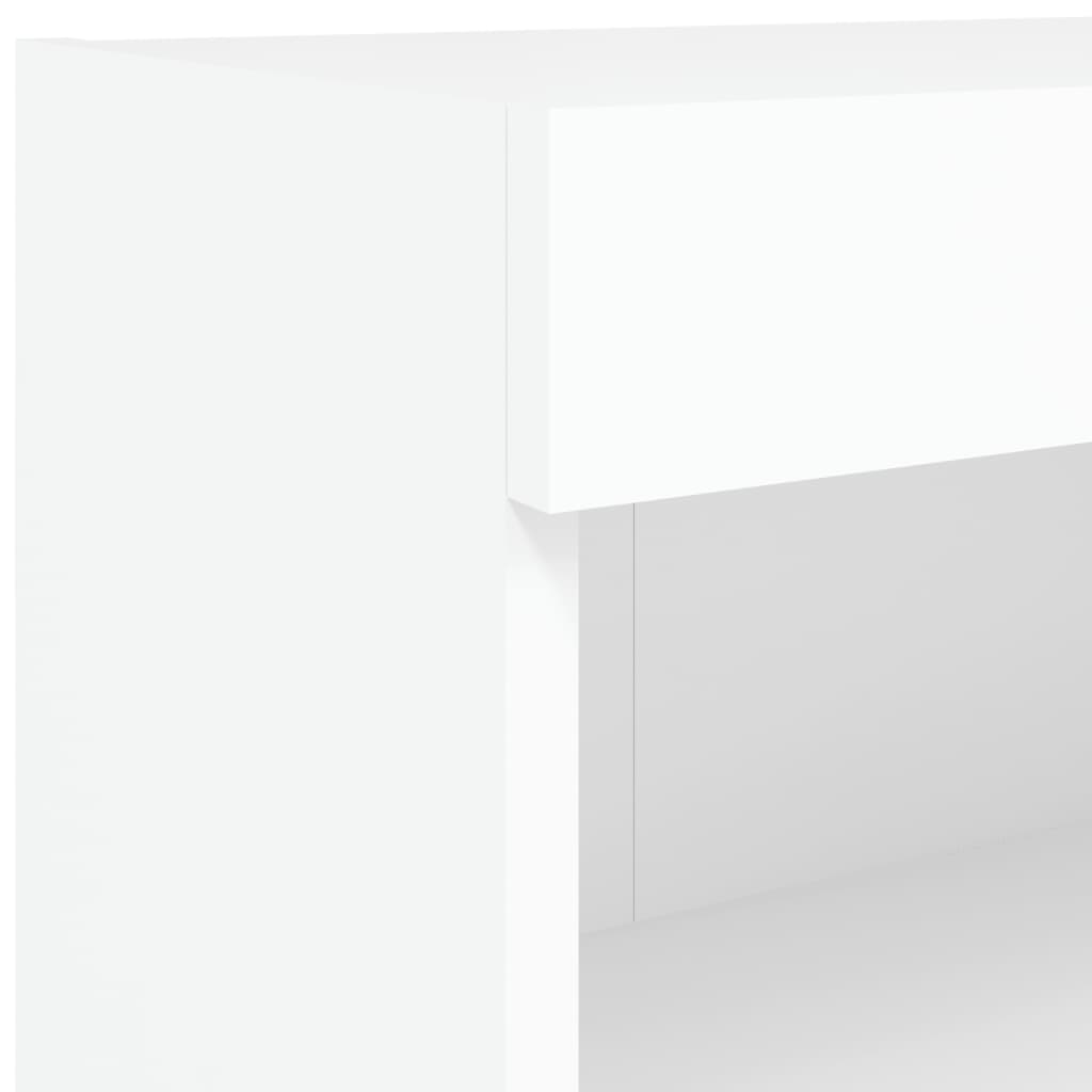 5-Delige Tv-Wandmeubelset Met Led-Verlichting Bewerkt Hout Wit