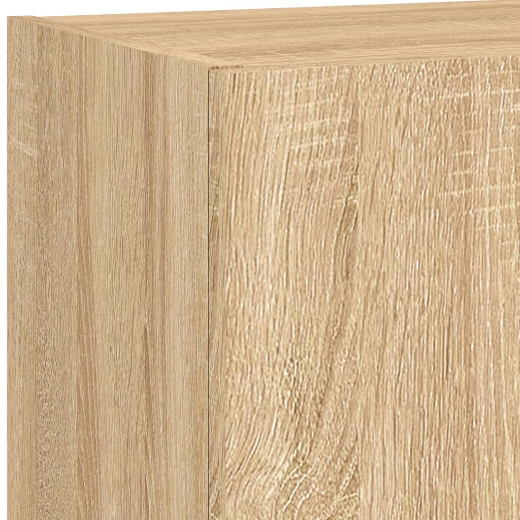 5-Delige Tv-Wandmeubelset Met Led Bewerkt Hout Sonoma Eiken