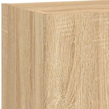 5-Delige Tv-Wandmeubelset Met Led Bewerkt Hout Sonoma Eiken