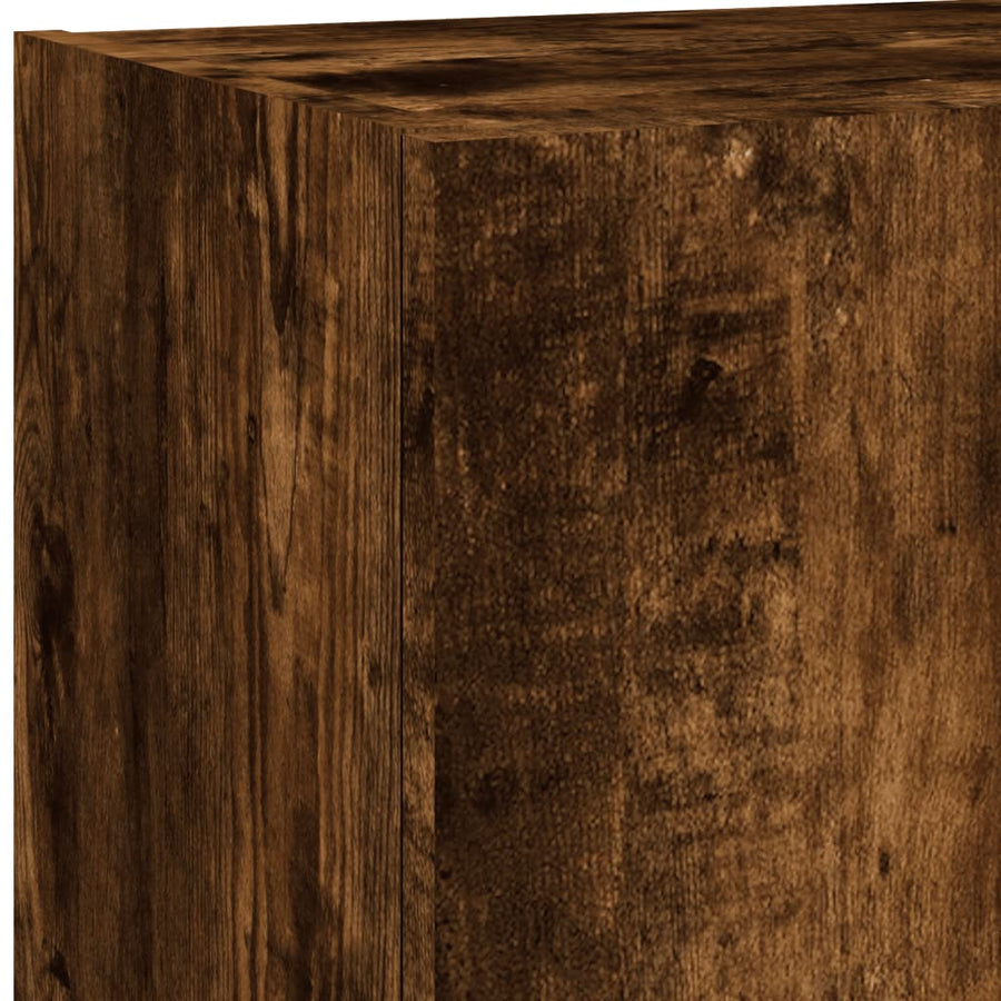 5-Delige Tv-Wandmeubelset Met Led Bewerkt Hout Gerookt Eiken