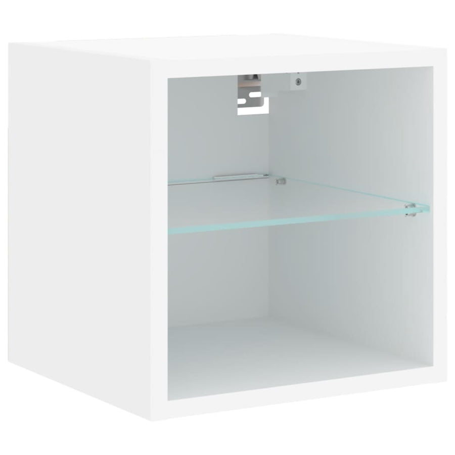 6-Delige Tv-Wandmeubelset Met Led-Verlichting Bewerkt Hout Wit