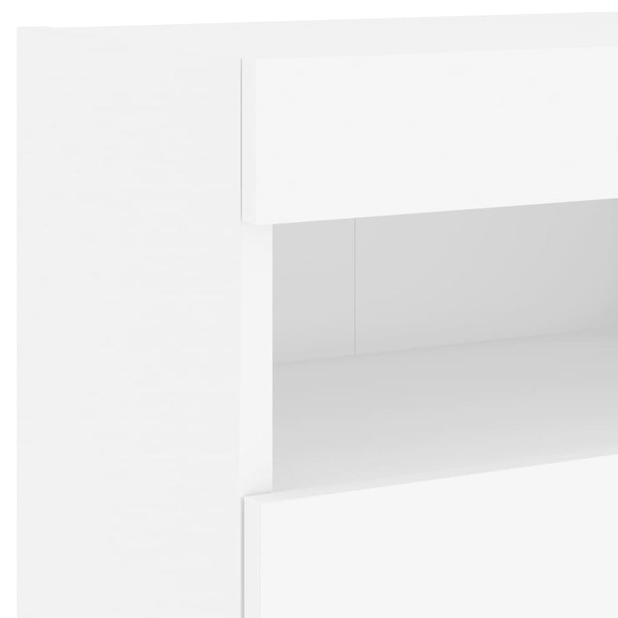 5-Delige Tv-Wandmeubelset Met Led-Verlichting Bewerkt Hout Wit