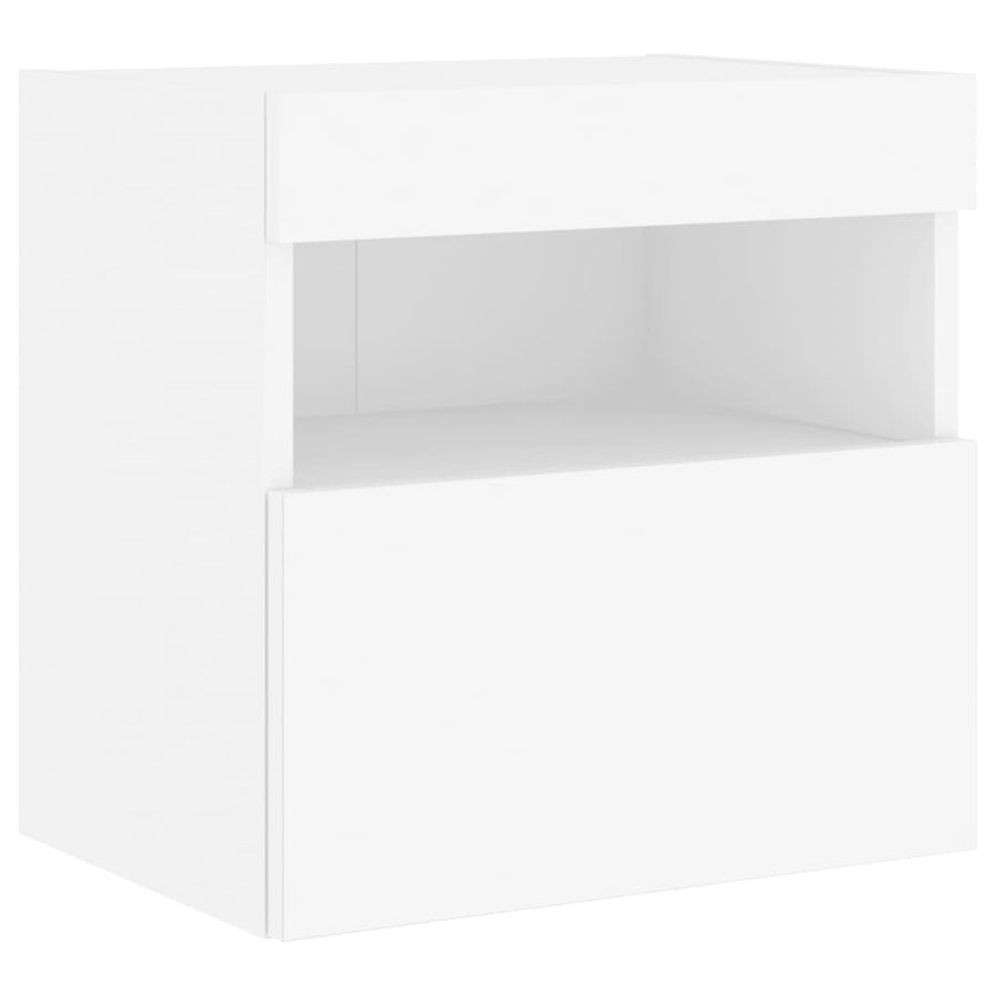 5-Delige Tv-Wandmeubelset Met Led-Verlichting Bewerkt Hout Wit