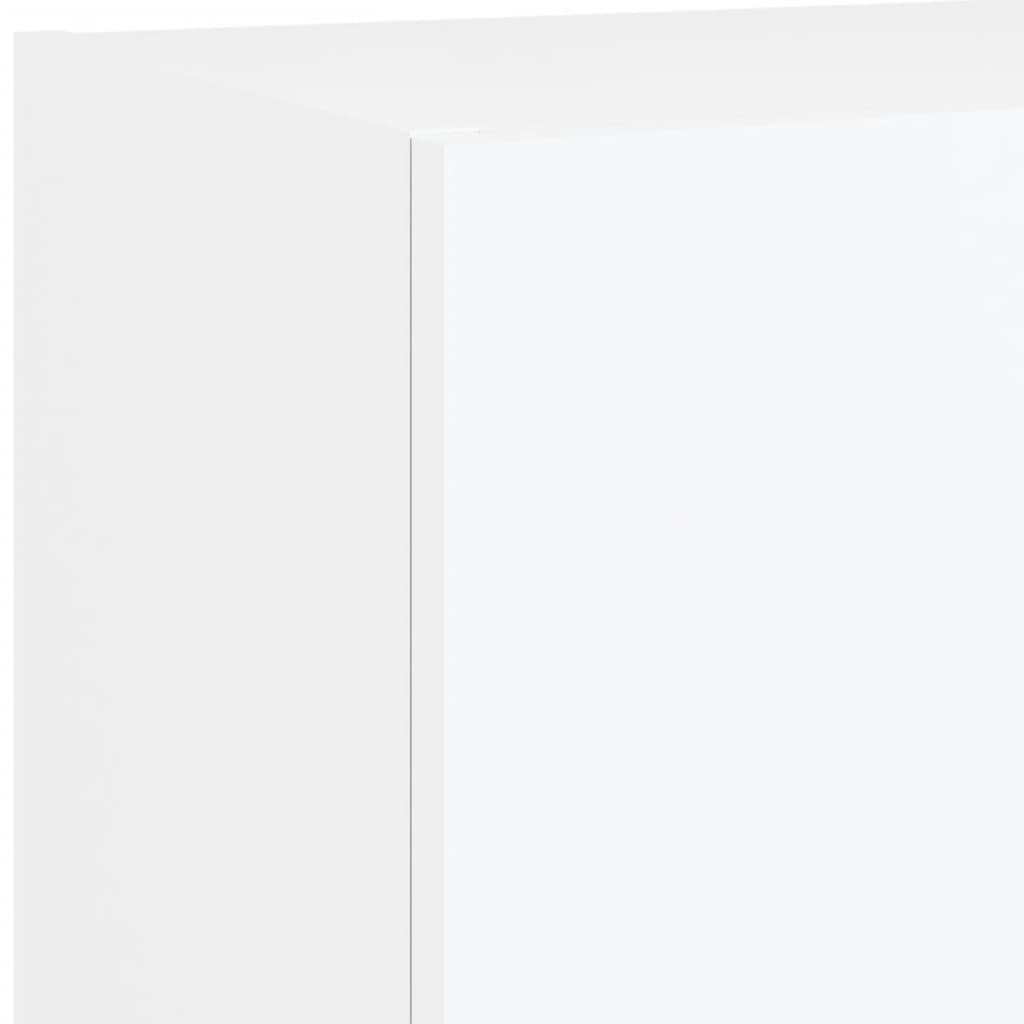 5-Delige Tv-Wandmeubelset Met Led-Verlichting Bewerkt Hout Wit