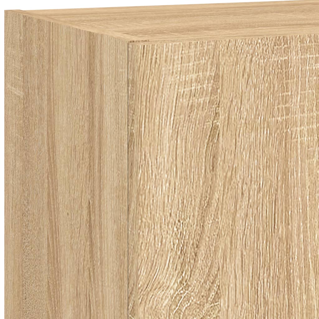 5-Delige Tv-Wandmeubelset Met Led Bewerkt Hout Sonoma Eiken