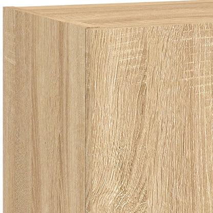 5-Delige Tv-Wandmeubelset Met Led Bewerkt Hout Sonoma Eiken