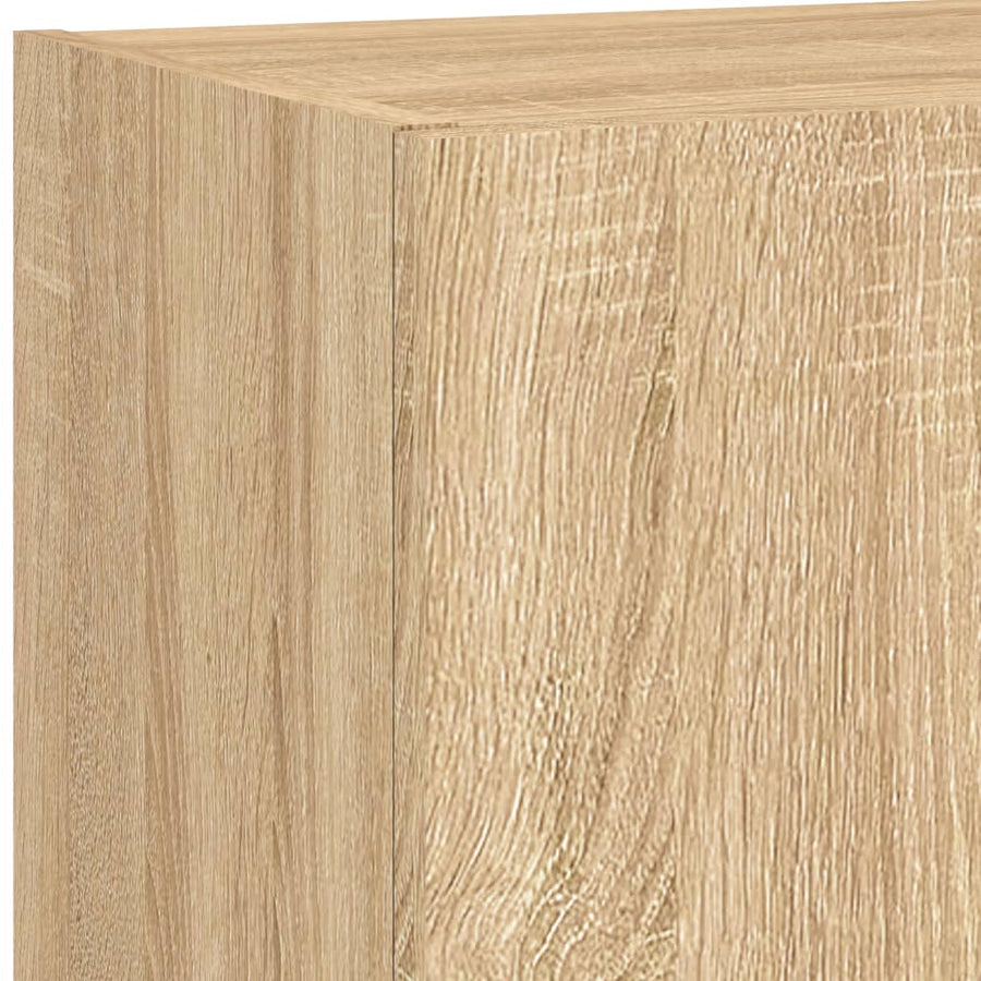 5-Delige Tv-Wandmeubelset Met Led Bewerkt Hout Sonoma Eiken