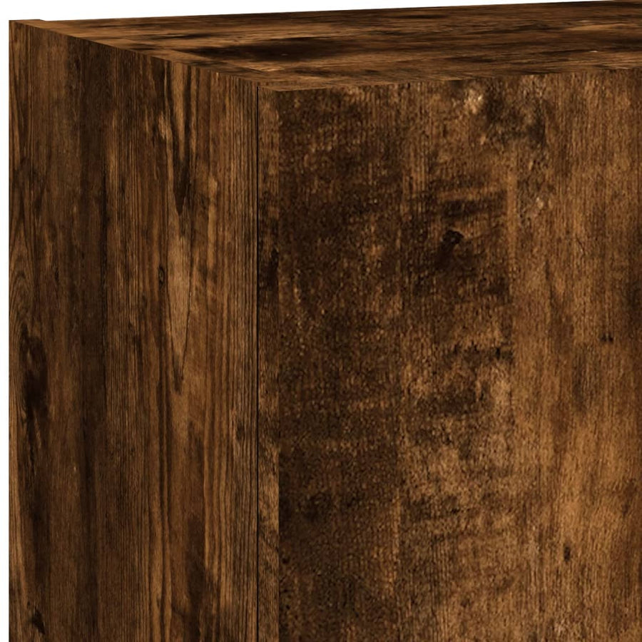 5-Delige Tv-Wandmeubelset Met Led Bewerkt Hout Gerookt eiken