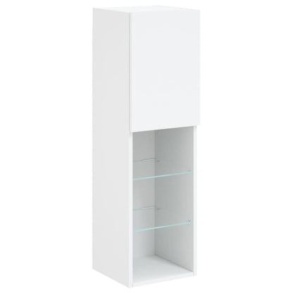 7-Delige Tv-Wandmeubelset Met Led-Verlichting Wit