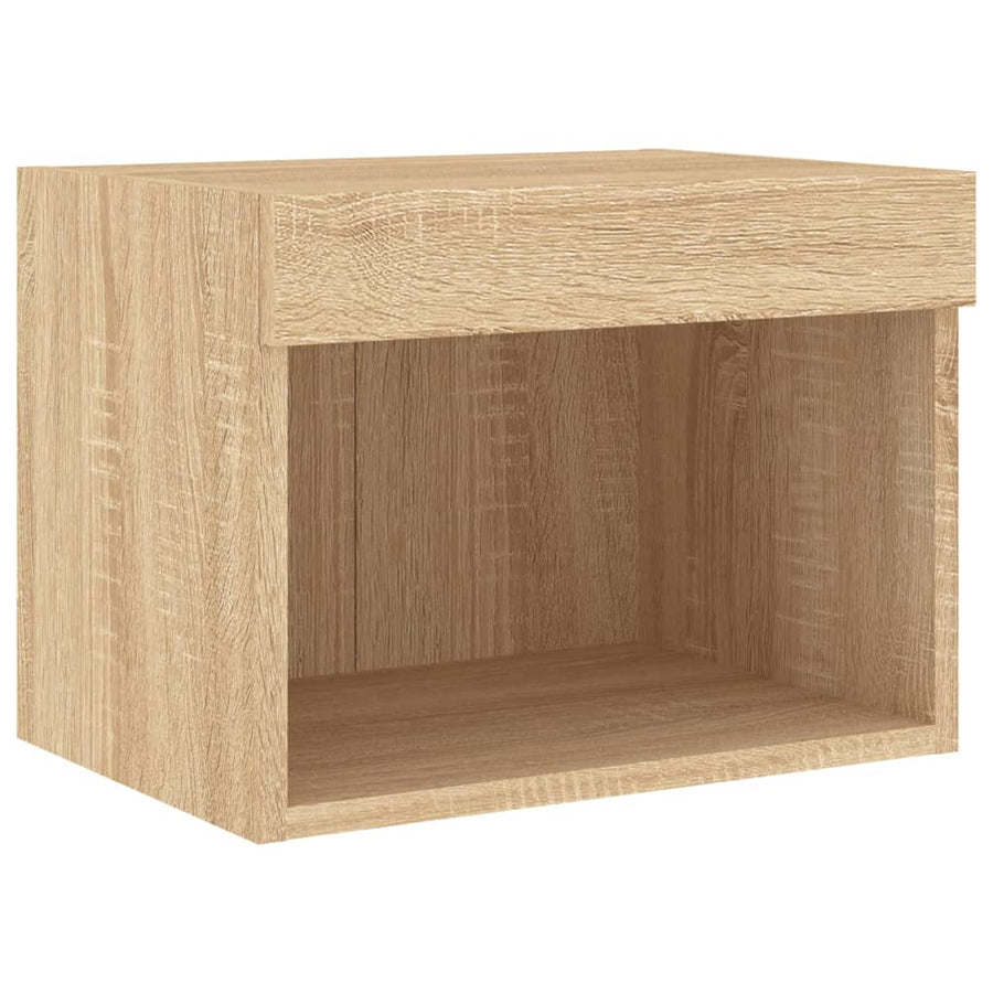 7-Delige Tv-Wandmeubelset Met Led-Verlichting Sonoma Eikenkleur