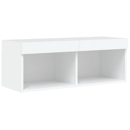 8-Delige Tv-Wandmeubelset Met Led-Verlichting Wit