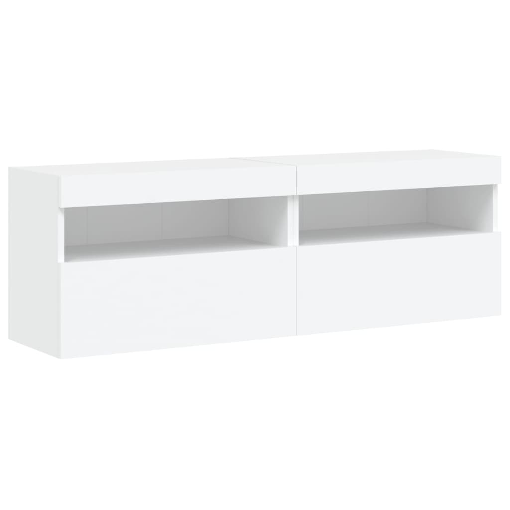 8-Delige Tv-Wandmeubelset Met Led-Verlichting Wit
