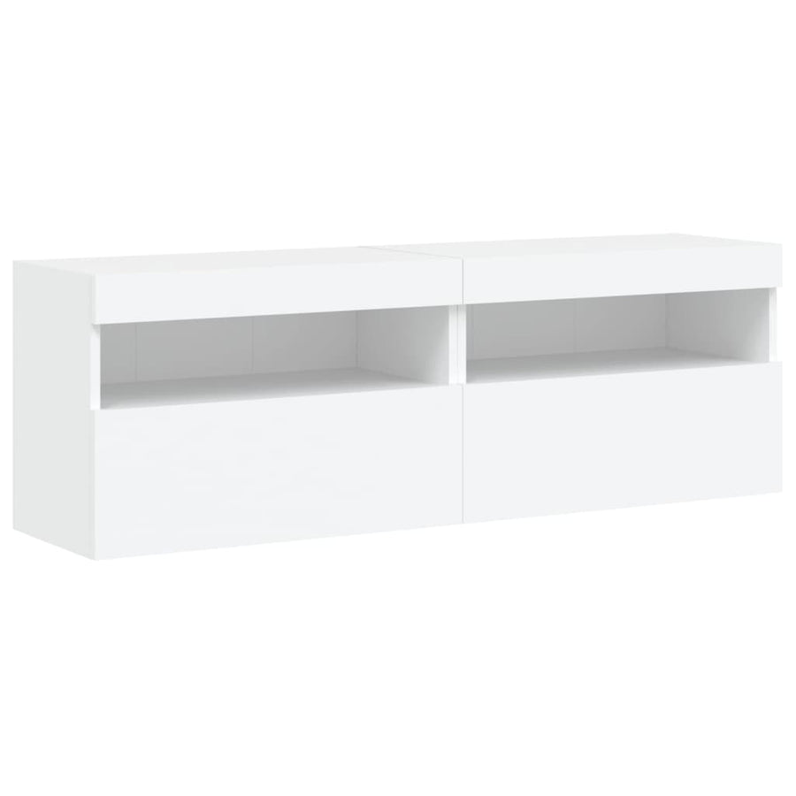8-Delige Tv-Wandmeubelset Met Led-Verlichting Wit