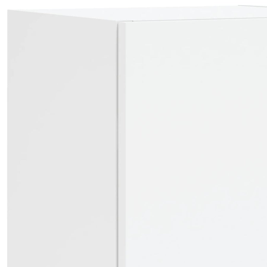 8-Delige Tv-Wandmeubelset Met Led-Verlichting Wit