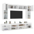 8-piece TV wall unit set with LED lighting white