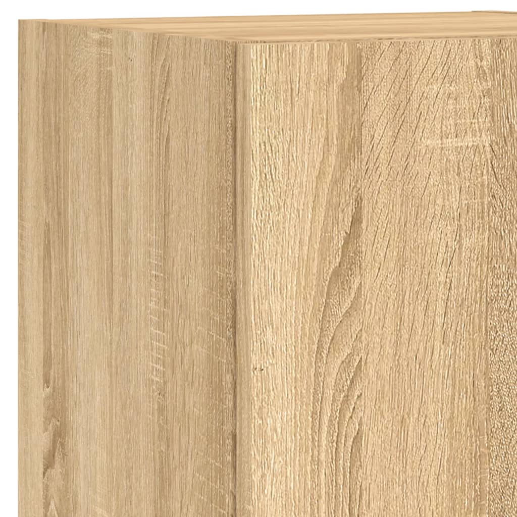 8-Delige Tv-Wandmeubelset Met Led-Verlichting Kleur Sonoma eiken