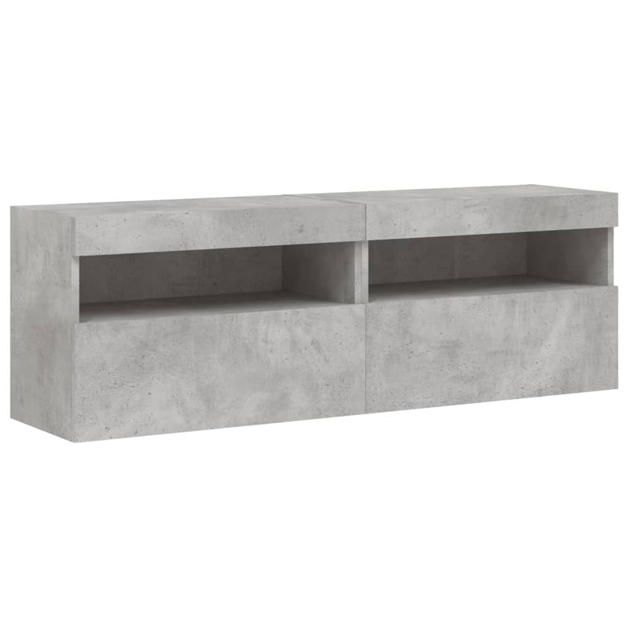 8-Delige Tv-Wandmeubelset Met Led-Verlichting Betongrijs