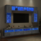 Tv-wandmeubelset 8-delig met led betongrijs