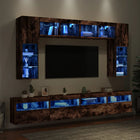 Tv-wandmeubelset 8-delig gerookt eiken met LED