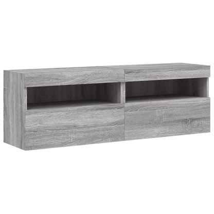 8-delige Tv-wandmeubelset met LED-verlichting grijs sonoma