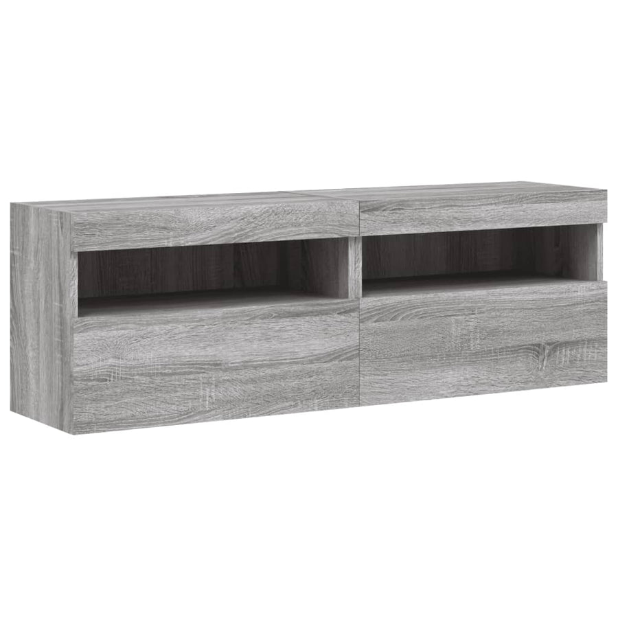 8-delige Tv-wandmeubelset met LED-verlichting grijs sonoma