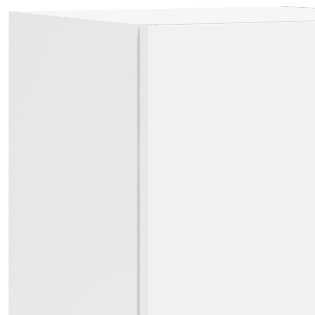 7-Delige Tv-Wandmeubelset Met Led-Verlichting Wit