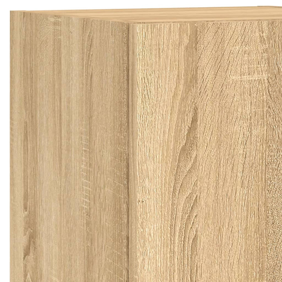 7-Delige Tv-Wandmeubelset Met Led-Verlichting Sonoma Eikenkleur