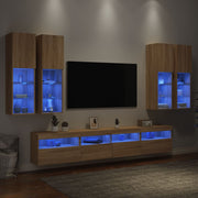 Tv-wandmeubelset 7-delig sonoma eiken met led