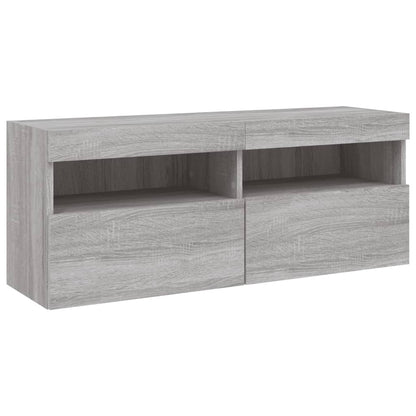 7-delige Tv-wandmeubelset met LED-verlichting grijs sonoma