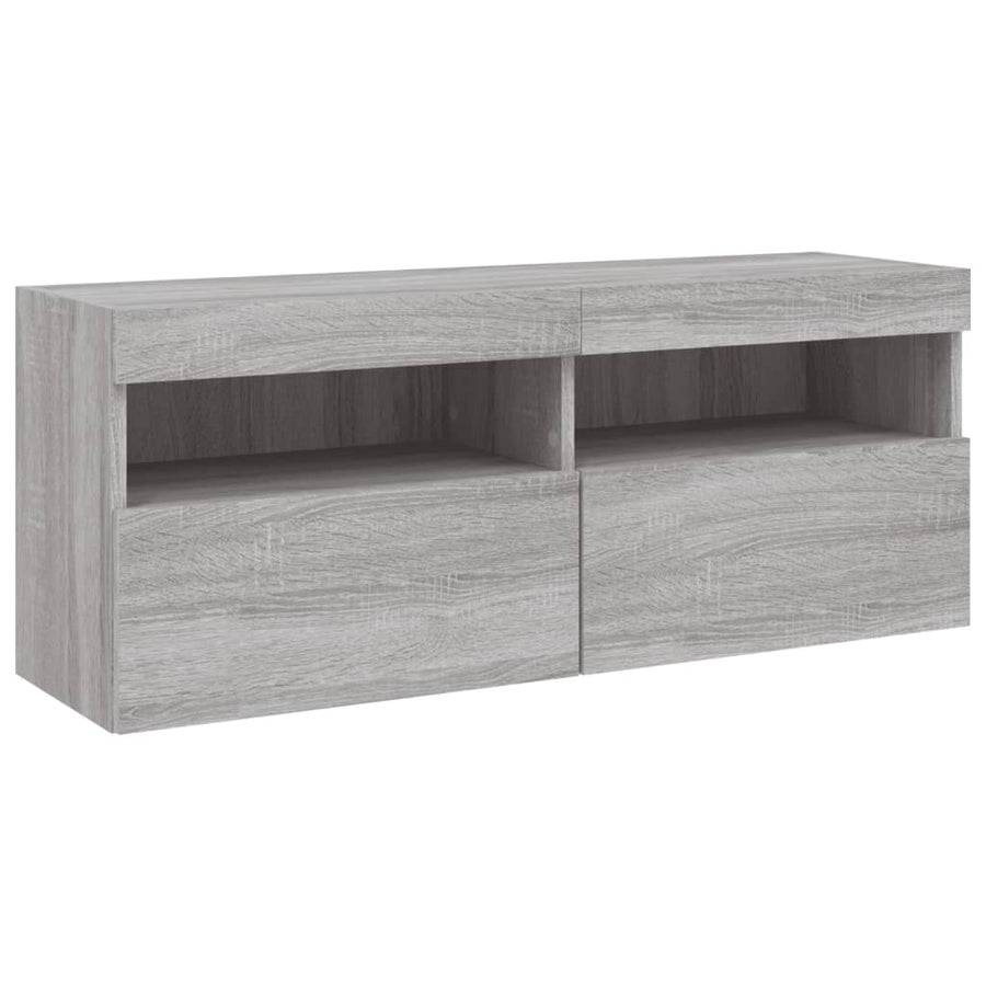 7-delige Tv-wandmeubelset met LED-verlichting grijs sonoma
